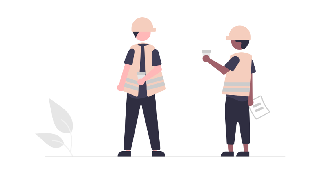 Illustration of two men at a construction site